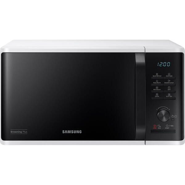 Cuptor cu microunde Samsung MG23K3515AW/OL, 23 l, 800 W, Browning Plus, Grill, Keep Warm, Quick Defrost, Interior ceramic, Timer, Child lock, Alb