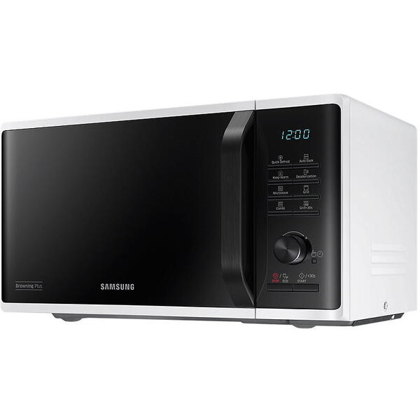 Cuptor cu microunde Samsung MG23K3515AW/OL, 23 l, 800 W, Browning Plus, Grill, Keep Warm, Quick Defrost, Interior ceramic, Timer, Child lock, Alb