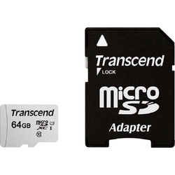 Transcend microSDXC 300S 64GB, Class 10, UHS-I U1 + Adaptor SD