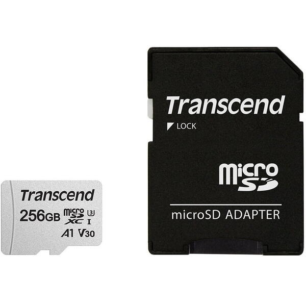 Transcend microSDXC 300S 256GB, Class 10, UHS-I U3, V30, A1 + Adaptor SD