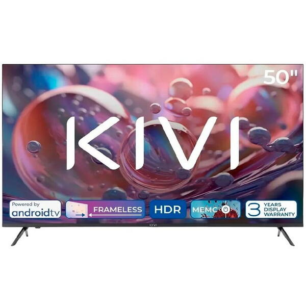 Televizor LED KIVI Smart TV Android 50U760QB Seria U760QB 126cm 4K UHD HDR Negru