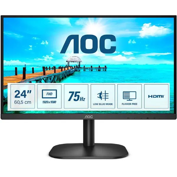 Monitor LED AOC 24B2XHM2 23.8 inch FHD VA 4 ms 75 Hz Negru