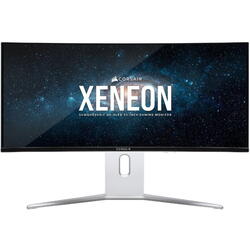 Monitor LED Corsair XENEON 34WQHD240-C 34 inch UWQHD QD-OLED 0.03 ms 240 Hz USB-C HDR, Curbat Alb Argintiu