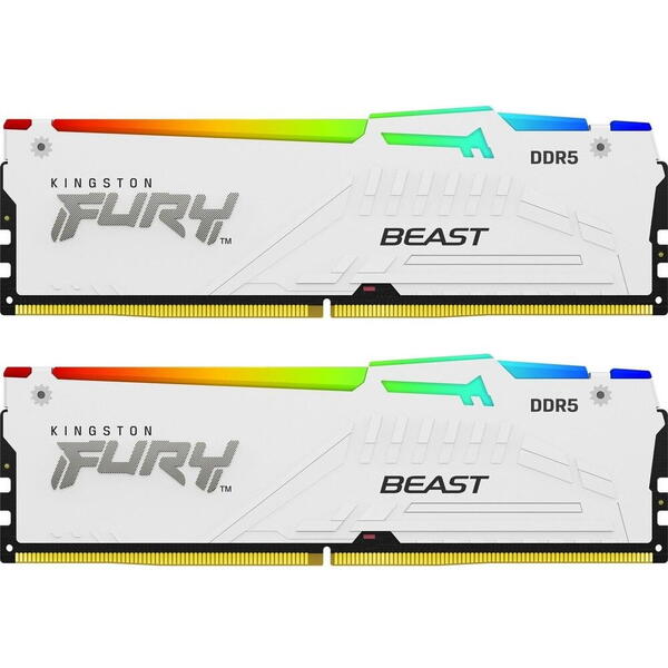 Memorie Kingston FURY Beast RGB White 32GB DDR5 6000MHz CL30 Dual Channel Kit