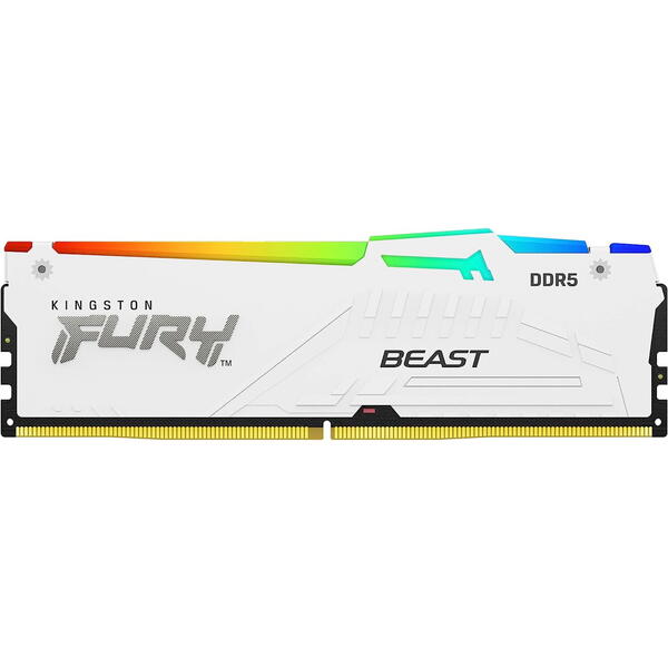 Memorie Kingston FURY Beast RGB White 32GB DDR5 6000MHz CL30 Dual Channel Kit