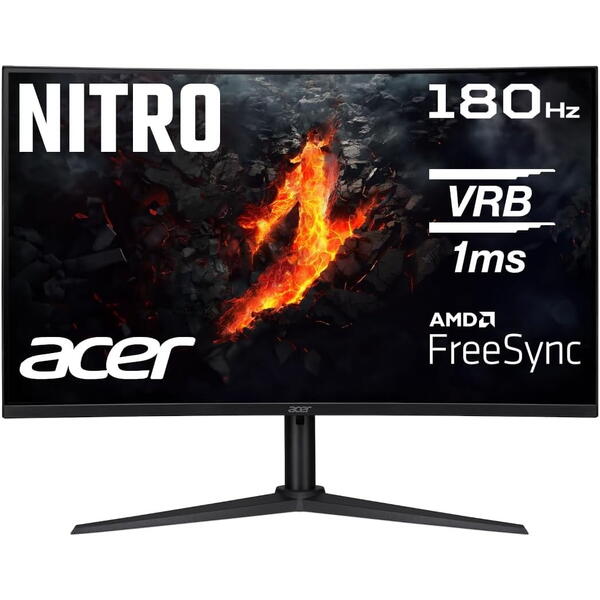 Monitor Gaming Acer XZ322QUV3 ZeroFrame Curbat 31.5 inch QHD VA 1 ms 180 Hz HDR Negru