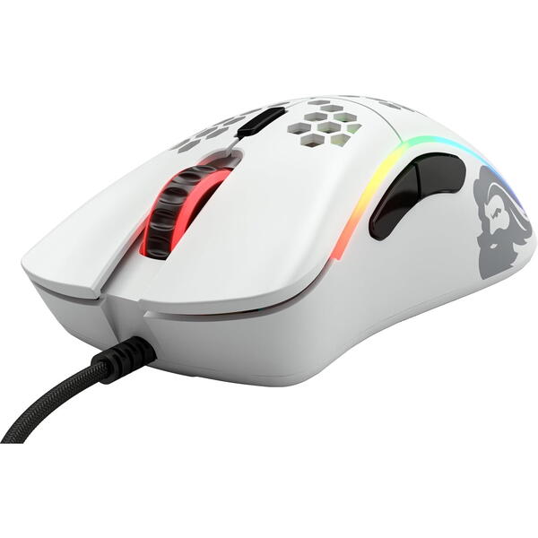 Mouse gaming Glorious D- Matte, RGB, 12000 DPI, USB, Alb Mat