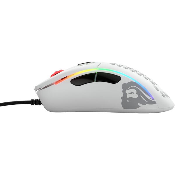 Mouse gaming Glorious D- Matte, RGB, 12000 DPI, USB, Alb Mat