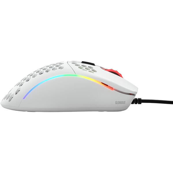 Mouse gaming Glorious D- Matte, RGB, 12000 DPI, USB, Alb Mat