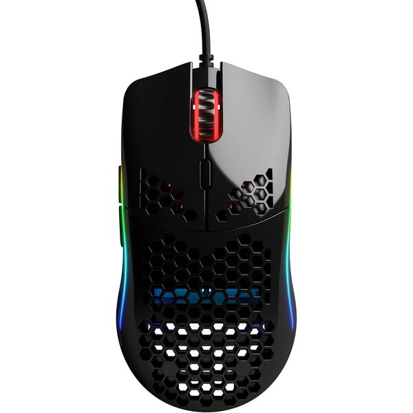 Mouse gaming Glorious Model O Minus, 12000 DPI, RGB, Negru Lucios