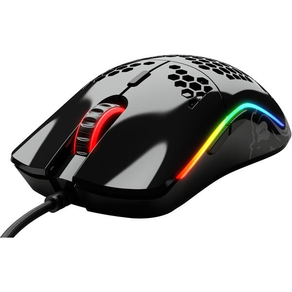 Mouse gaming Glorious Model O Minus, 12000 DPI, RGB, Negru Lucios