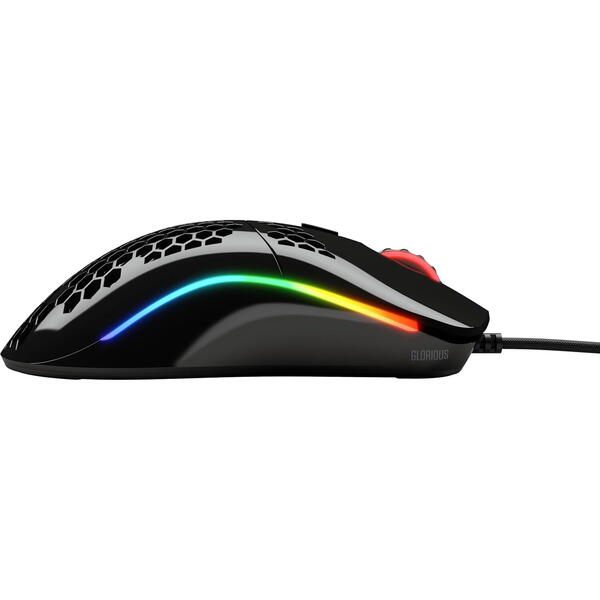 Mouse gaming Glorious Model O Minus, 12000 DPI, RGB, Negru Lucios