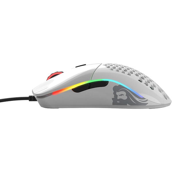 Mouse gaming Glorious Model O Minus, 12000 DPI, RGB, Alb Mat