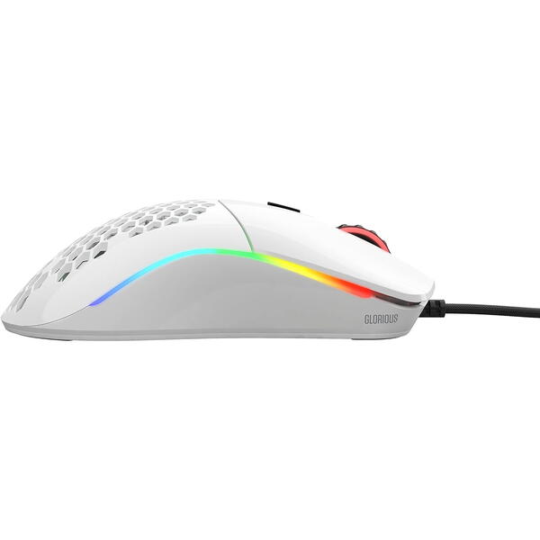 Mouse gaming Glorious Model O Minus, 12000 DPI, RGB, Alb Mat