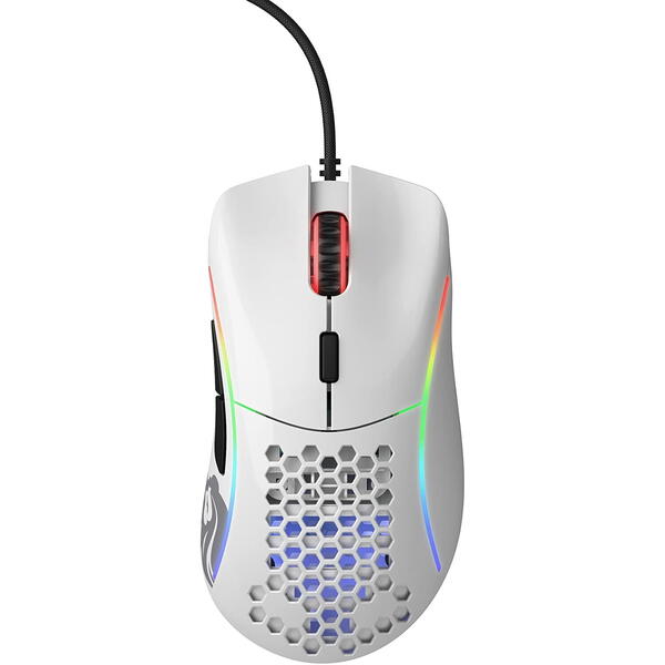 Mouse gaming Glorious Model D, RGB, 12000 DPI, USB, Alb lucios