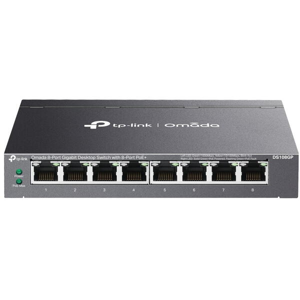 Switch TP-LINK DS108GP, 8 porturi Gigabit POE+