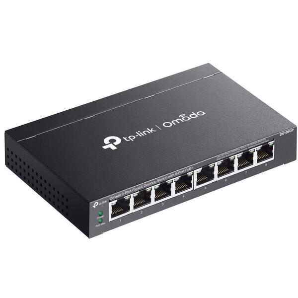 Switch TP-LINK DS108GP, 8 porturi Gigabit POE+