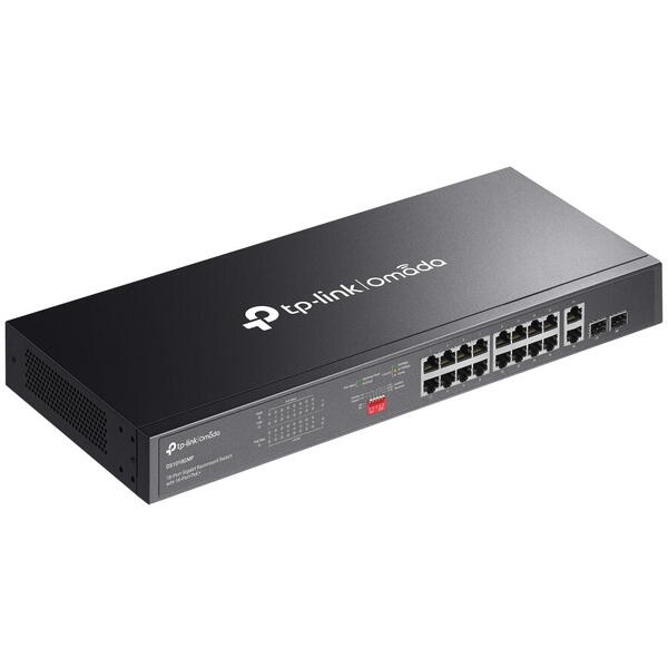 Switch TP-LINK DS1018GMP, 12 porturi Gigabit, POE+, 2 x SFP