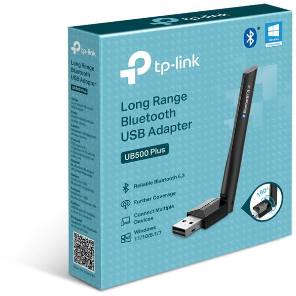 Adaptor Bluetooth TP-LINK UB500 Plus, USB 2.0, distanta 10 m