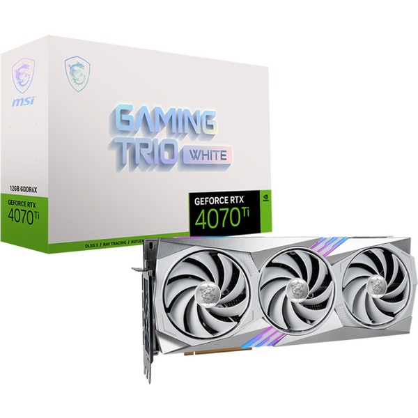 Placa video MSI GeForce RTX 4070 Ti GAMING TRIO WHITE 12G, GDDR6X, 192-bit, Alb