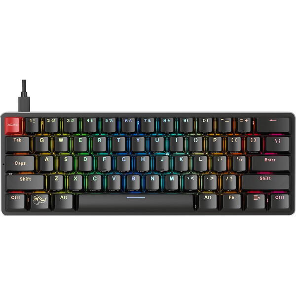 Tastatura gaming Glorious Mecanica GMMK Compact, Gateron Brown Switch, Layout US, Negru