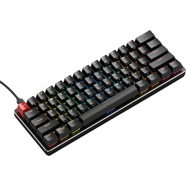 Tastatura gaming Glorious Mecanica GMMK Compact, Gateron Brown Switch, Layout US, Negru