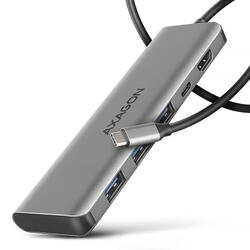 Hub USB AXAGON HMC-5H, HDMI, 3x USB-A, USB-C, PD 100W