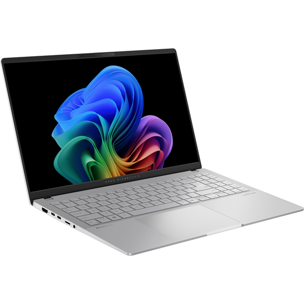 Laptop Asus Vivobook S 15 OLED S5507QA, 15.6 inch, 3K 120Hz, Qualcomm Snapdragon X Elite X1E-78-100, 32GB LPDDR5X, 1TB SSD, Qualcomm Adreno, Win 11 Pro, Cool Silver