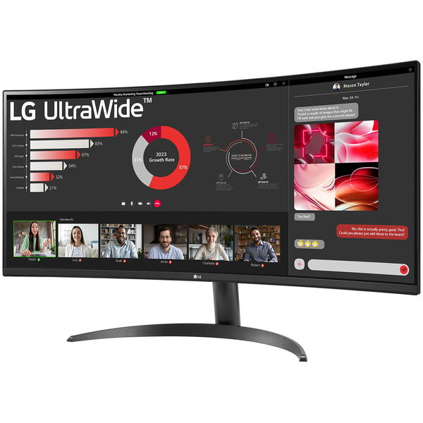 Monitor LED LG UltraWide 34WR50QK-B Curbat 34 inch UWQHD VA 5 ms 100 Hz HDR Negru