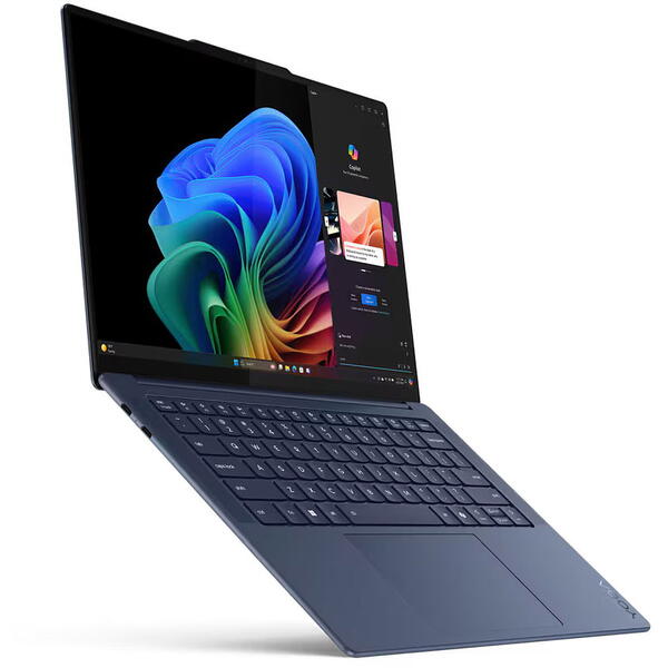 Laptop Lenovo Yoga Slim 7 14Q8X9, 14.5 inch 3K OLED 90Hz Touch, Qualcomm Snapdragon X Elite X1E-78-100, 32GB LPDDR5X, 1TB SSD, Qualcomm Adreno, Win 11 Pro, Cosmic Blue