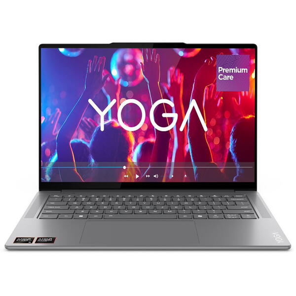 Laptop Lenovo Yoga Pro 7 14ASP9, 14.5 inch 2.8K OLED 120Hz, AMD Ryzen AI 9 365, 32GB LPDDR5X, 1TB SSD, AMD Radeon 880M, Win 11 Home, Luna Grey, 3Yr Onsite Premium Care