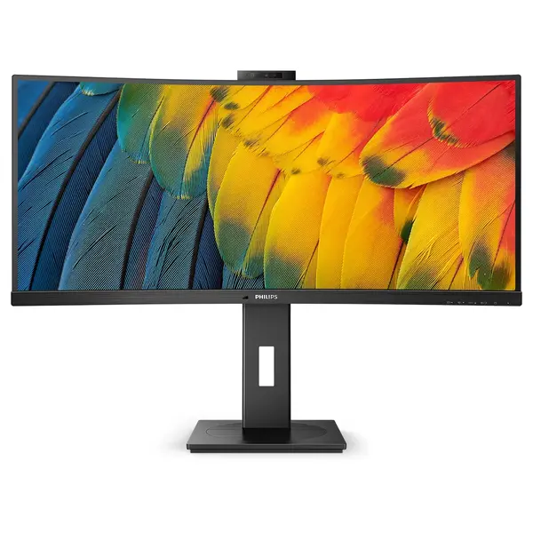 Monitor LED Philips 34B1U5600CH 34 inch UWQHD VA 4 ms 120 Hz Webcam USB-C Curbat Negru