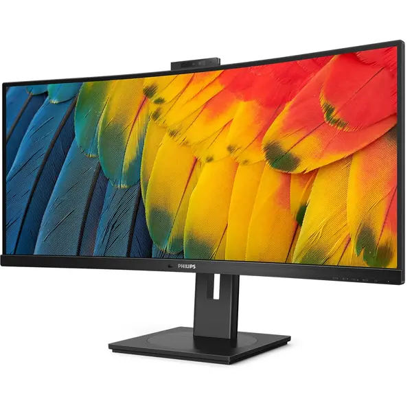 Monitor LED Philips 34B1U5600CH 34 inch UWQHD VA 4 ms 120 Hz Webcam USB-C Curbat Negru