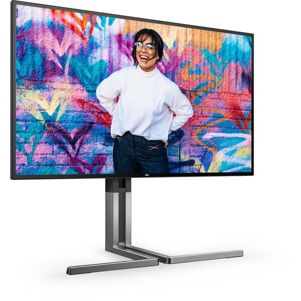 Monitor LED AOC Q27U3CV 27 inch QHD IPS 4 ms 75 Hz USB-C HDR Negru/Argintiu