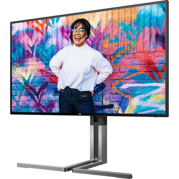 Monitor LED AOC Q27U3CV 27 inch QHD IPS 4 ms 75 Hz USB-C HDR Negru/Argintiu