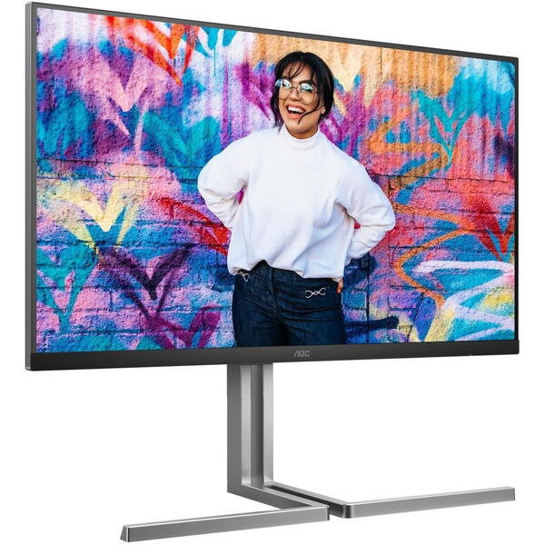 Monitor LED AOC U32U3CV 31.5 inch UHD IPS 4 ms 60 Hz USB-C HDR Negru/Argintiu