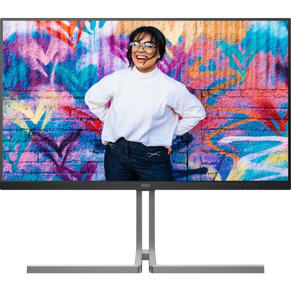 Monitor LED AOC U32U3CV 31.5 inch UHD IPS 4 ms 60 Hz USB-C HDR Negru/Argintiu