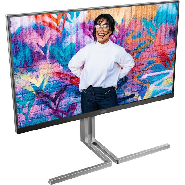 Monitor LED AOC U32U3CV 31.5 inch UHD IPS 4 ms 60 Hz USB-C HDR Negru/Argintiu