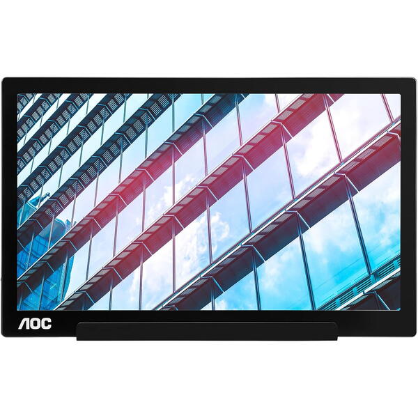 Monitor LED AOC Portabil I1601P 15.6 inch FHD IPS 5 ms 60 Hz USB-C Negru