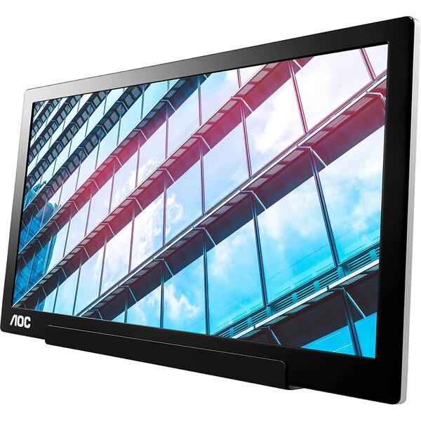 Monitor LED AOC Portabil I1601P 15.6 inch FHD IPS 5 ms 60 Hz USB-C Negru