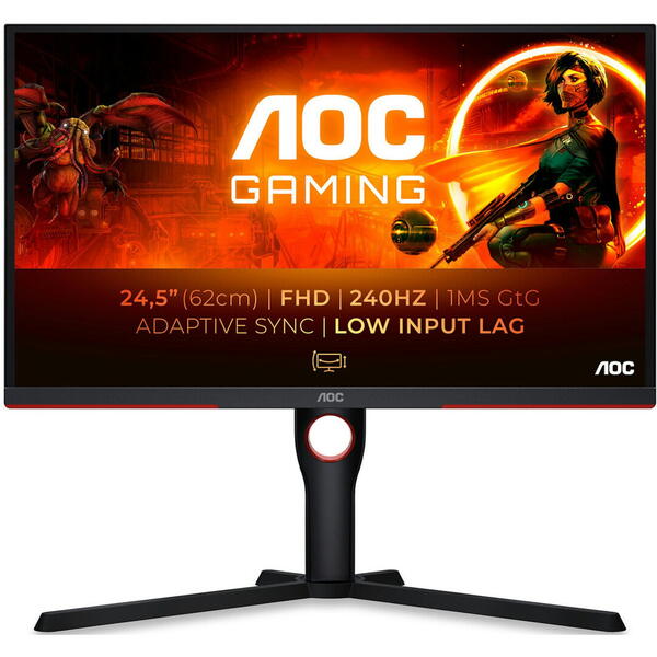 Monitor Gaming AOC 25G3ZM 24.5 inch FHD VA 0.5 ms 240 Hz Negru/Rosu