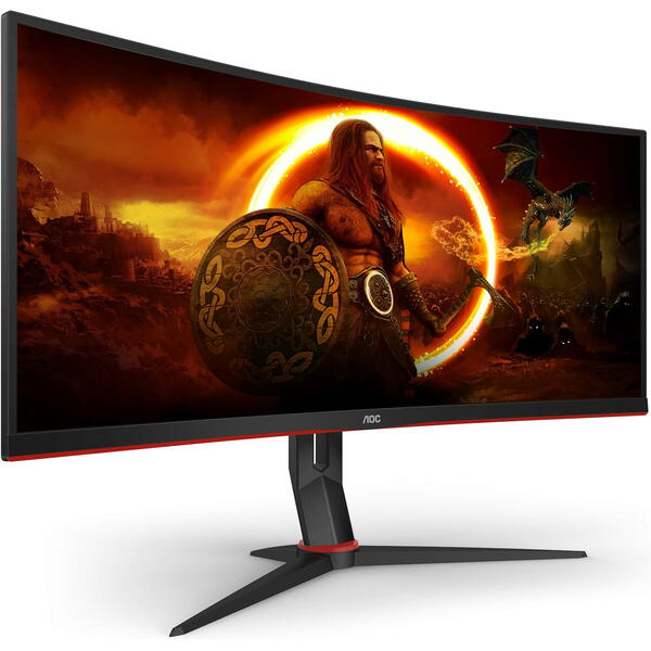 Monitor Gaming AOC CU34G2X 34 inch UWQHD VA 1 ms 144 Hz Curbat Negru/Rosu