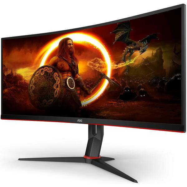 Monitor Gaming AOC CU34G2X 34 inch UWQHD VA 1 ms 144 Hz Curbat Negru/Rosu