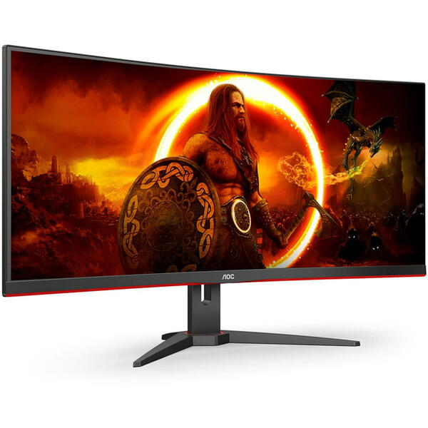 Monitor Gaming AOC CU34G2X 34 inch UWQHD VA 1 ms 144 Hz Curbat Negru Rosu