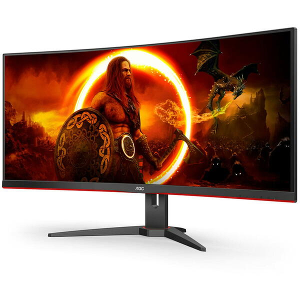 Monitor Gaming AOC CU34G2X 34 inch UWQHD VA 1 ms 144 Hz Curbat Negru Rosu