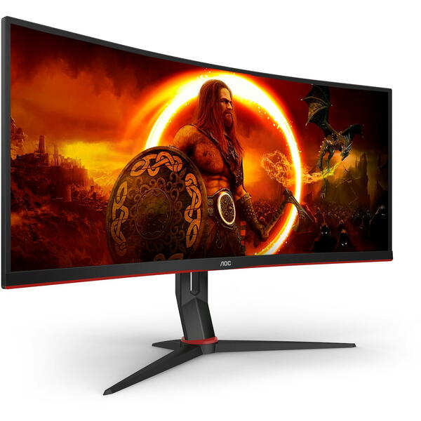 Monitor Gaming AOC AGON CU34G2XP 34 inch UWQHD VA 1 ms 180 Hz HDR Curbat Negru/Rosu