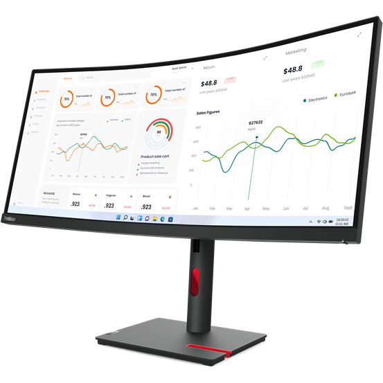 Monitor LED Lenovo ThinkVision T34w-30 34 inch UWQHD VA 4 ms 60 Hz USB-C Curbat Negru