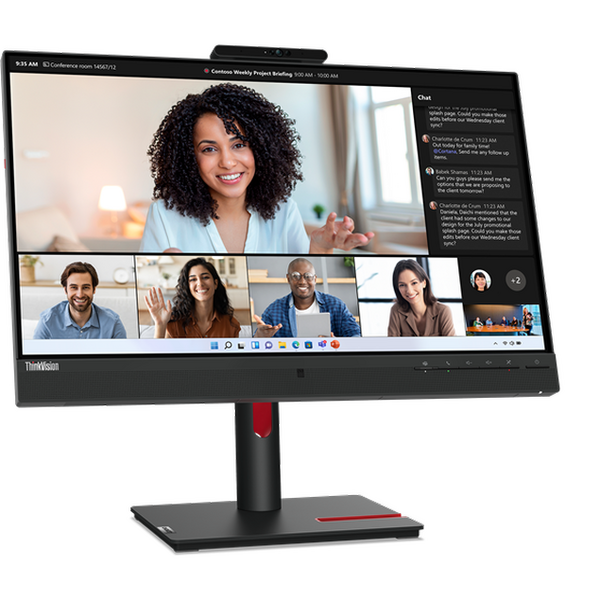 Monitor LED Lenovo ThinkVision T24mv-30 23.8 inch FHD IPS 4 ms 75 Hz Webcam USB-C Negru