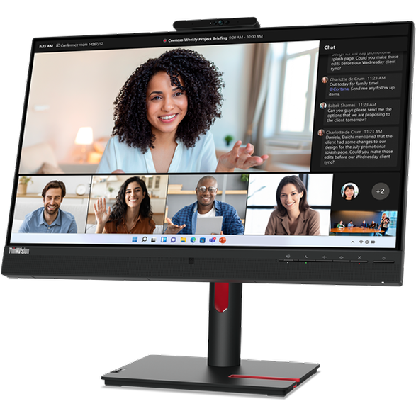 Monitor LED Lenovo ThinkVision T24mv-30 23.8 inch FHD IPS 4 ms 75 Hz Webcam USB-C Negru