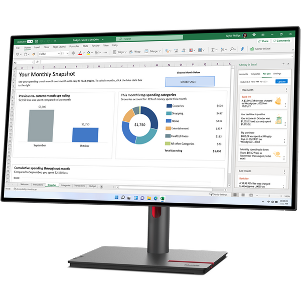 Monitor LED Lenovo ThinkVision P27q-30 27 inch QHD IPS 4 ms 60 Hz HDR Negru